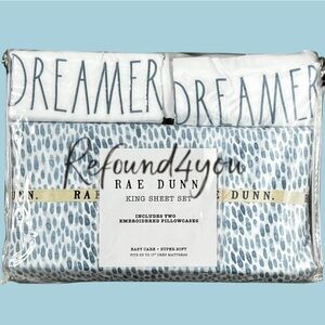 Rae Dunn - ‘Dream’ King Size Sheet Set. NWT. Firm!